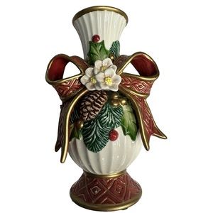 Fitz & Floyd Vintage 1996 Noel Collection‎ Pinecone Vase 7.5" High